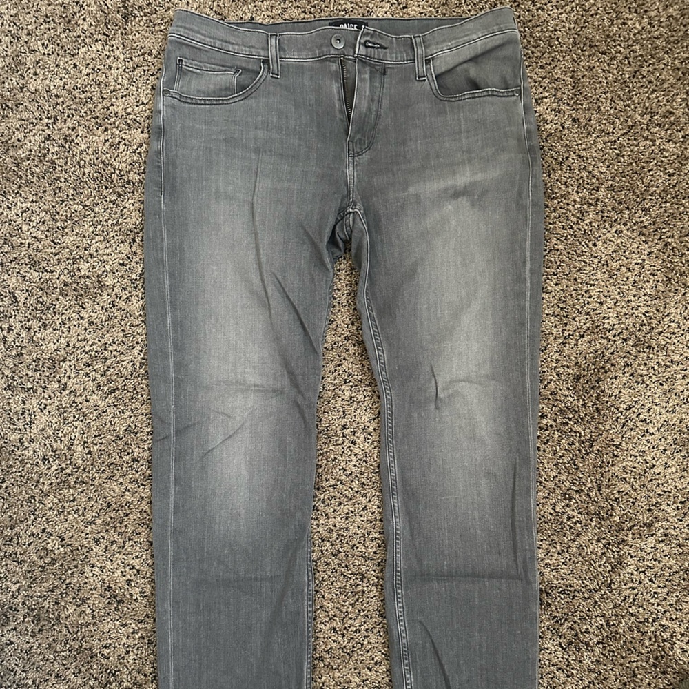 PAIGE Men's Charcoal Straight Jeans